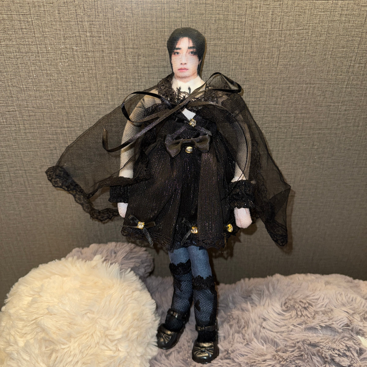 Black Lace Doll Outfit Set — Clothes & Accessories Only